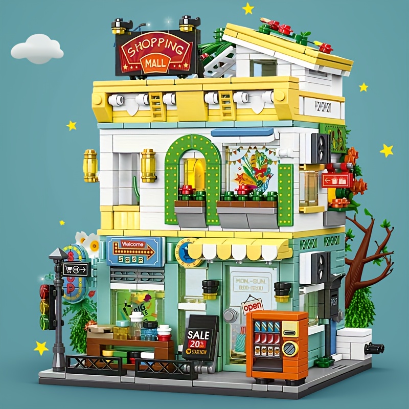 Model Kit Companies - Stadsleven Straatbeeld Supermarkt Hotel Bouwstenen, Modulair