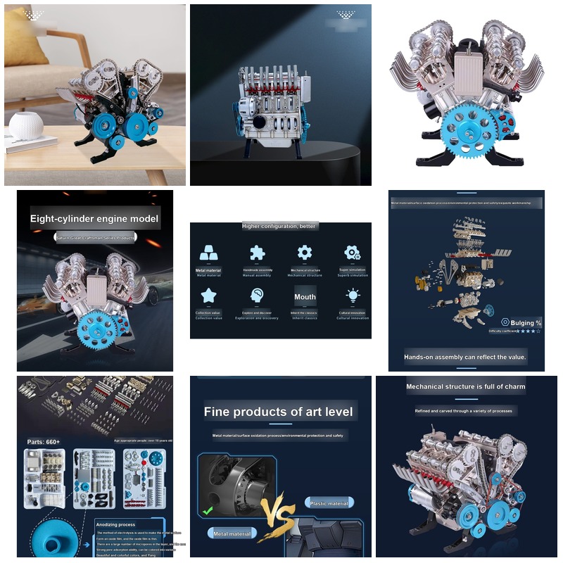 Model Kit V8 - DIY 3D Mechanische V8 Motor Metalen