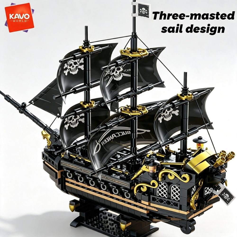 Model Kit Companies - KAVOWORLD 801-delige 1799 Klassieke Zwarte Piratenschip
