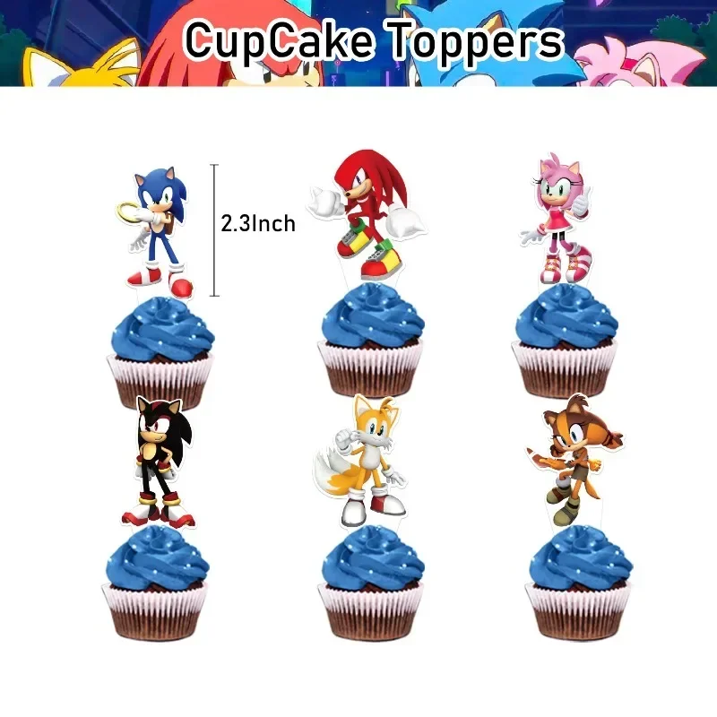 Model Kit Sonic - Sonic Themaverjaardagsfeest Decoratieset Inclusief Banners, Taarttoppers,